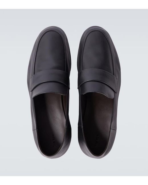 The Row Black Leather Loafers for men