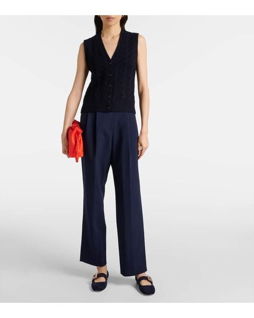 Roger Vivier Blue Tres Vivier Suede Mary Jane Flats