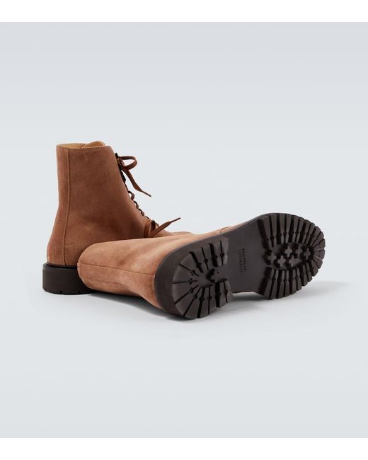 Botines Con Cordones De Ante Brunello Cucinelli de hombre de color Brown