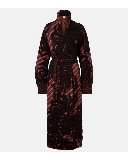 Dries Van Noten Red Wool And Alpaca-Blend Jacquard Wrap Coat