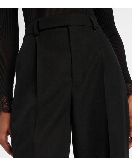Saint Laurent Black Pleated Virgin Wool Straight Pants