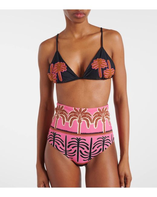 Johanna Ortiz Multicolor Embroidered Bikini Top