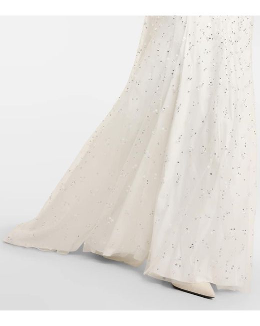 Jenny Packham White Bridal Verzierte Robe Hedda