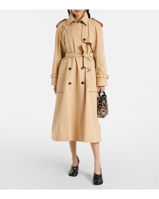 Dries Van Noten Natural Cotton Poplin Trench Coat