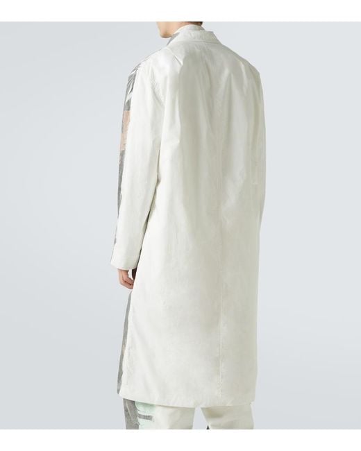 Dries Van Noten Gray Printed Double-Breasted Cotton Coat for men