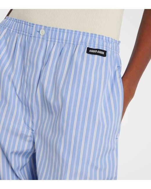 Pantaloni A Gamba Larga di Miu Miu in Blue