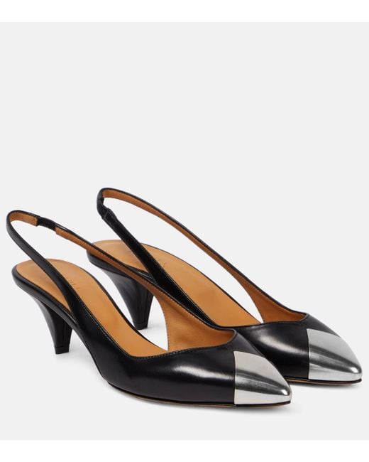 Isabel Marant Brown Elina Leather Slingback Pumps