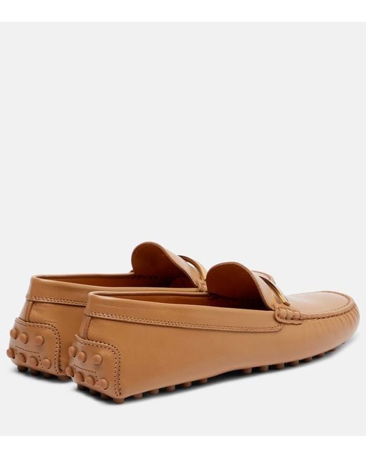 Tod's Brown Gommino Embellished Leather Loafers