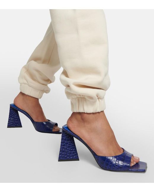 The Attico Blue Mini Devon 85 Croc-Effect Leather Mules