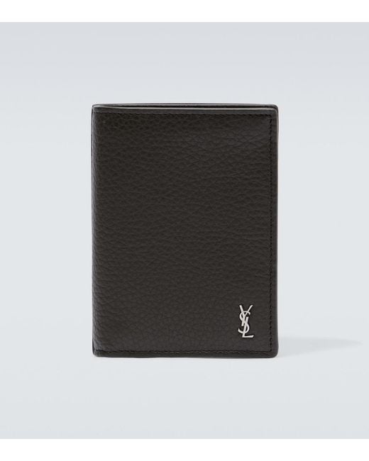 Saint Laurent Black Cassandre Leather Wallet for men