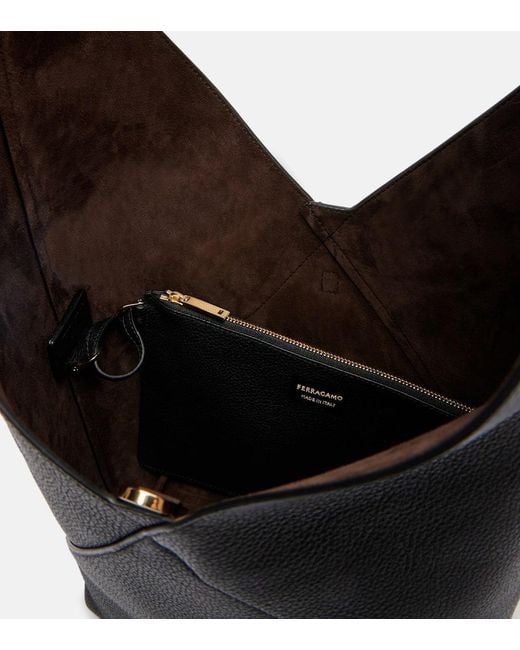 Ferragamo Black Origami Medium Leather Tote Bag