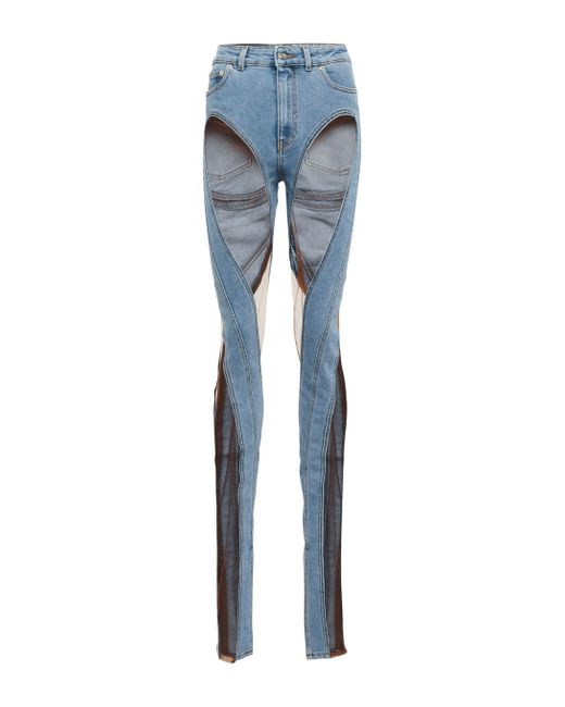 Mugler Blue Skinny Jeans aus Denim und Tuell