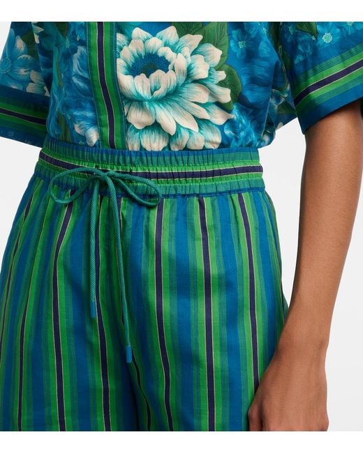 ALÉMAIS Green Margo Printed Cotton Wide-Leg Pants