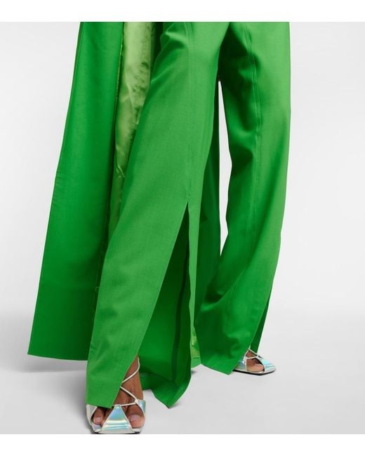 GIUSEPPE DI MORABITO Green High-Rise Wool-Blend Pants