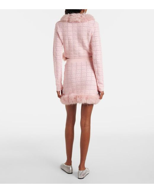 Self-Portrait Pink Cropped Open-Knit Cardigan