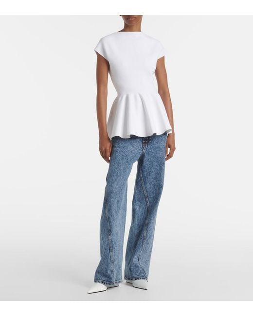 Alaïa White Peplum Top