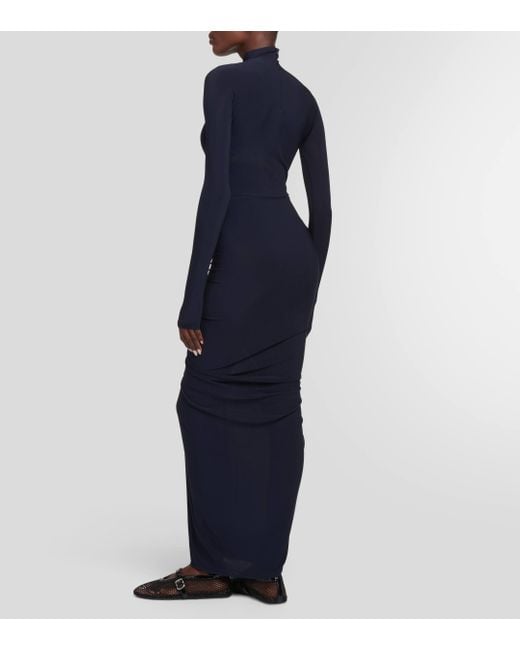 Alaïa Blue Ruched Maxi Dress