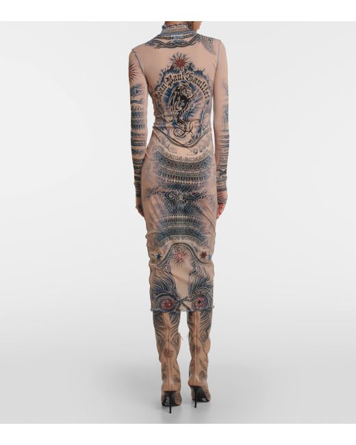 Robe Midi En Tulle Stretch Imprimé Jean Paul Gaultier en coloris Brown
