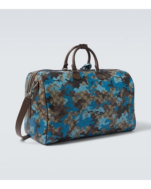 Gucci Blue Large Gg Canvas Duffel Bag for men