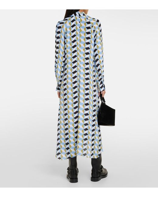 Dorothee Schumacher Blue Graphic Volumes Printed Midi Dress