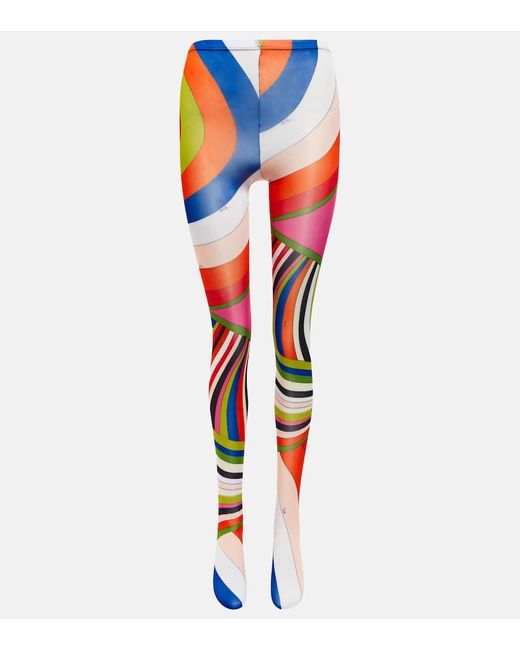 Emilio Pucci Red Printed Tights
