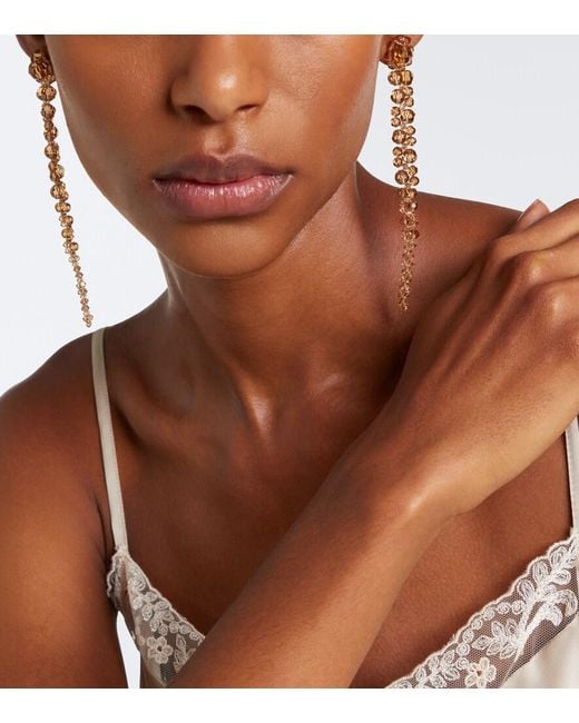 Simone Rocha White Crystal-Embellished Drop Earrings