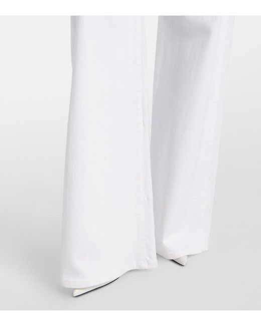 Khaite White Delmonico High-Rise Wide-Leg Jeans