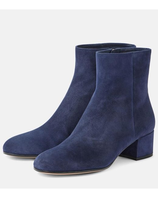 Gianvito Rossi Blue 45 Suede Ankle Boots