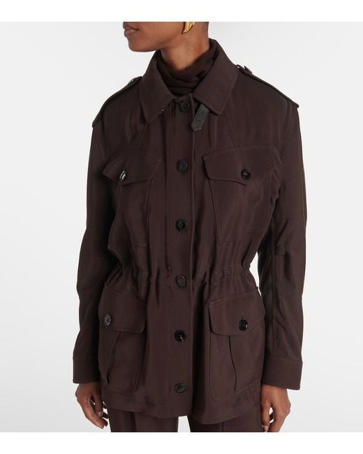 Tom Ford Brown Leather-Trimmed Field Jacket
