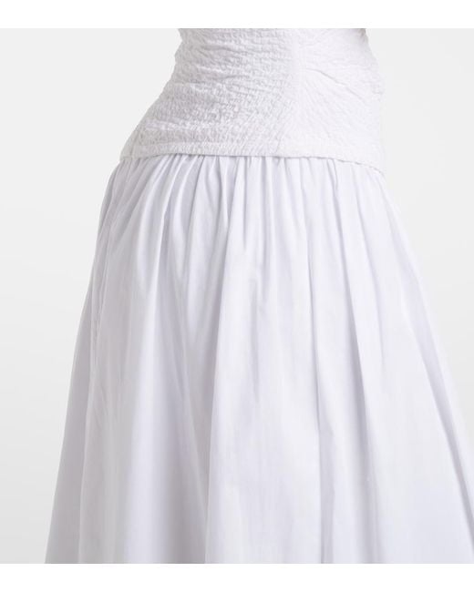 Staud White Nia Cotton Midi Dress