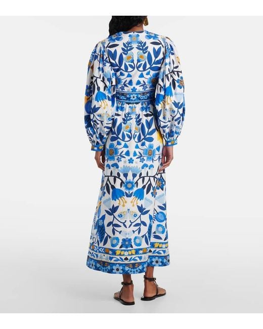 Farm Rio Blue Floral Cotton Maxi Dress