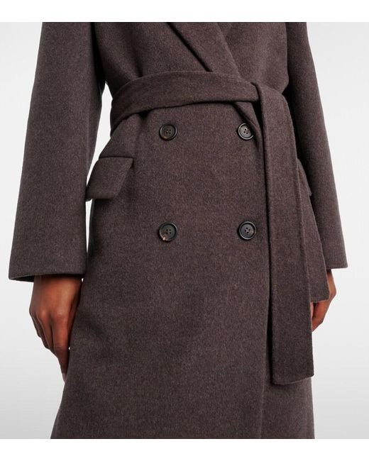Brunello Cucinelli Brown Wool And Cashmere Wrap Coat