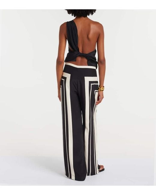 Sir Black Pietra Printed Silk Crepe Wide-Leg Pants