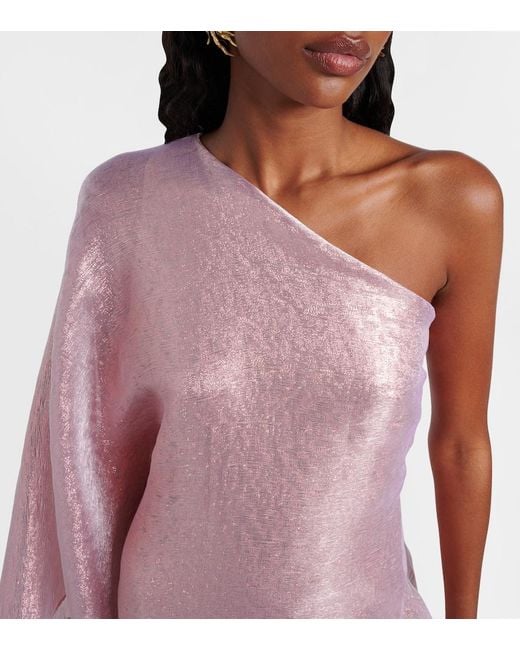 Taller Marmo Pink Betsy One-Shoulder Fil Coupe Gown