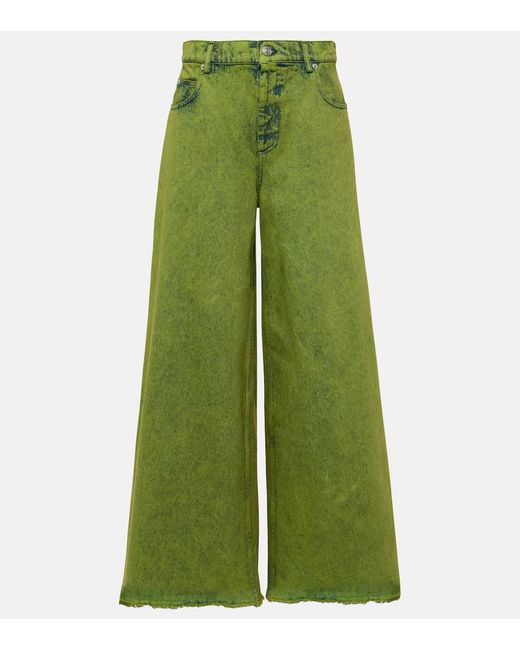 Marni Green High-Rise Wide-Leg Jeans