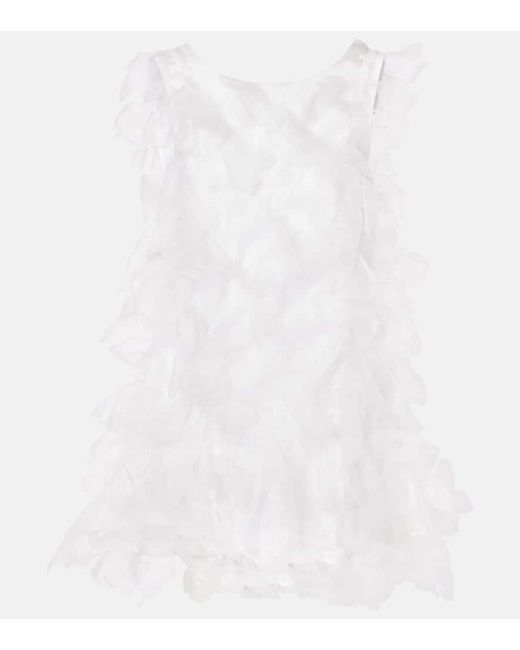 SUSAN FANG White Floral-Applique Tulle Minidress
