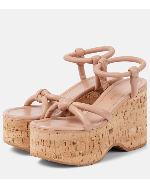 Gianvito Rossi Brown Leather Wedge Sandals