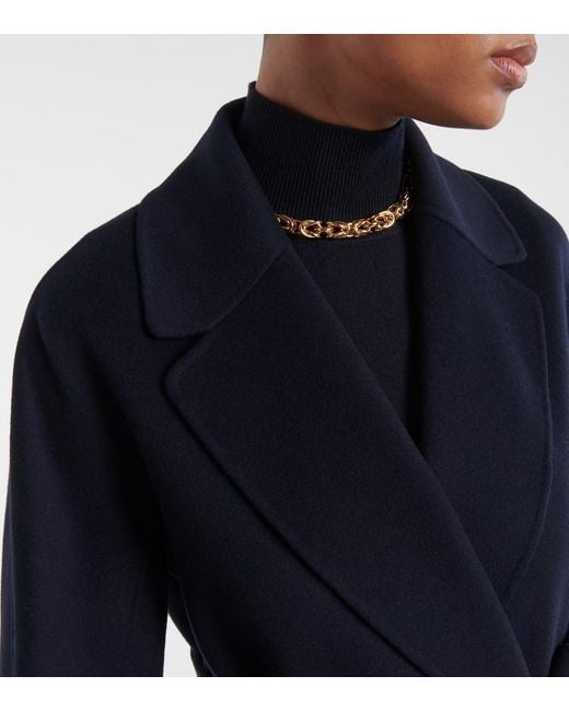 Max Mara Blue Mantel Aus Schurwolle