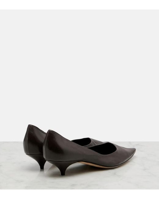 The Row Black Liisa Three Leather Pumps