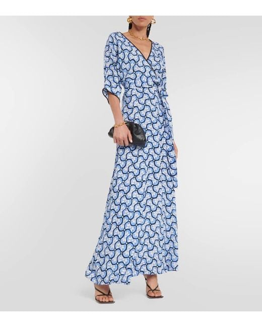 Abito Lungo Eloise Con Scollo A V di Diane von Furstenberg in Blue
