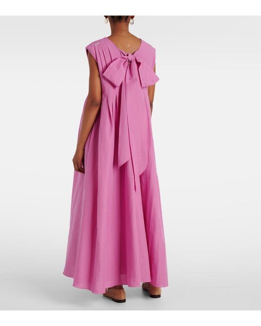 Max Mara Purple Max Mara Piega Ramie And Cotton Pleated Maxi Dress