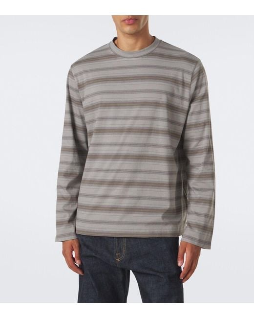 Our Legacy Gray Box Striped Cotton Jersey T-Shirt for men