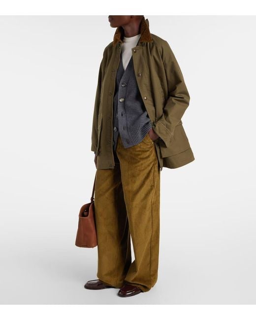 AMI Green Cotton Corduroy Wide-Leg Pants