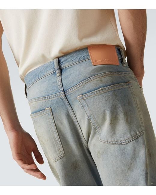 Acne Blue 2021M Distressed Wide-Leg Jeans for men