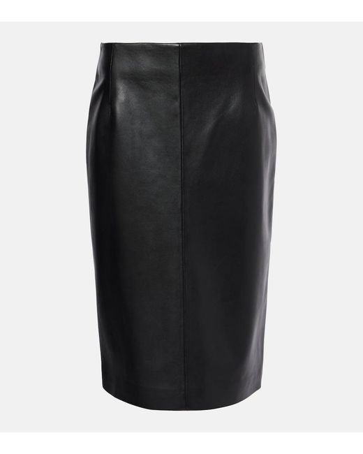 Nour Hammour Black Lady Leather Pencil Skirt