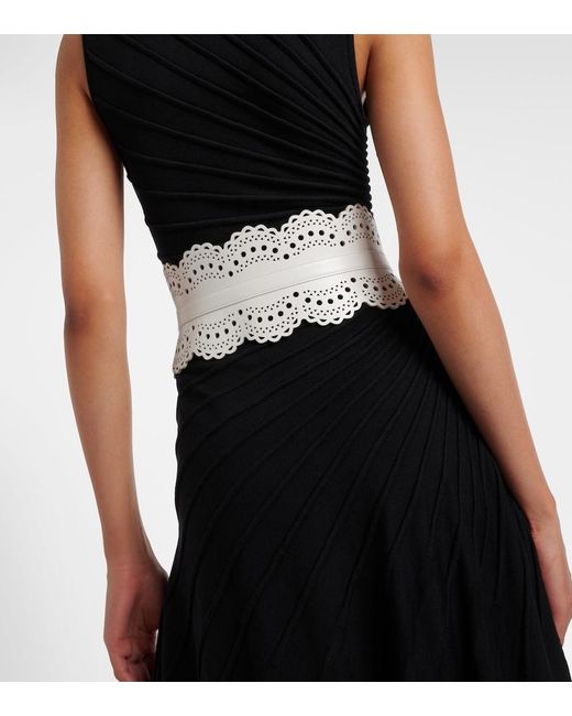 Alaïa White Vienne Wave Leather Belt