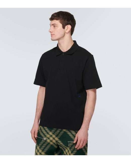 Burberry Black Ekd Cotton Polo Shirt for men