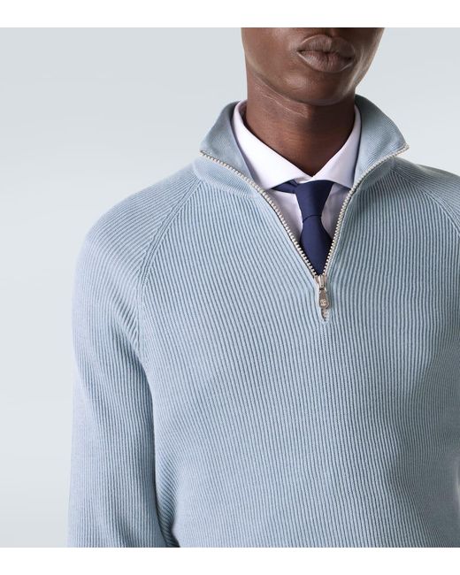 Brunello Cucinelli Pullover Aus Rippstrick in Blue für Herren