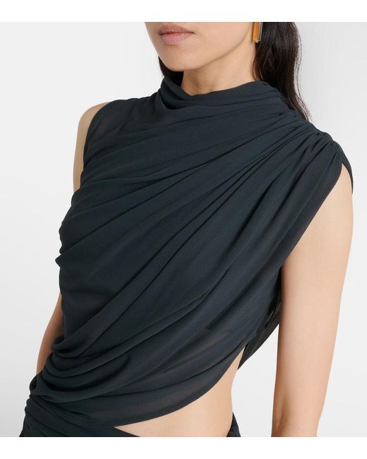 Proenza Schouler Black Irma Cutout Draped Jersey Midi Dress