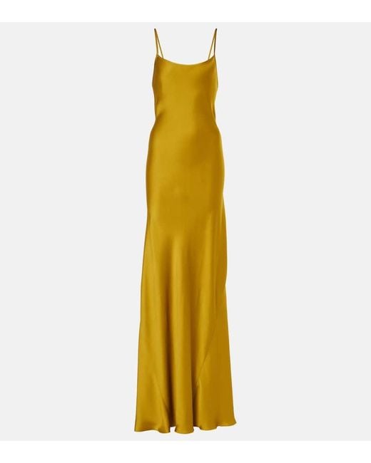 Victoria Beckham Yellow Satin Crepe Slip Dress